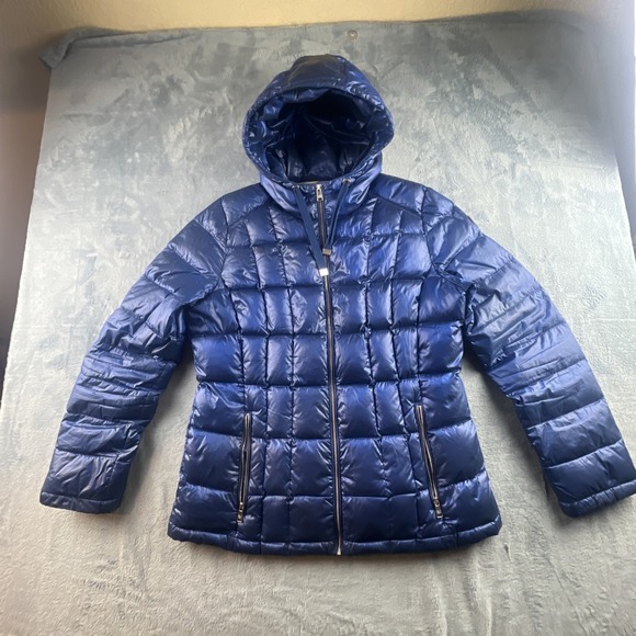 Calvin Klein Premium Down Packable Lightweight Puffer Jacket Women's Blue Size L - Picture 1 of 15